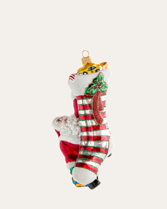 Santa on Stocking Christmas Ornament